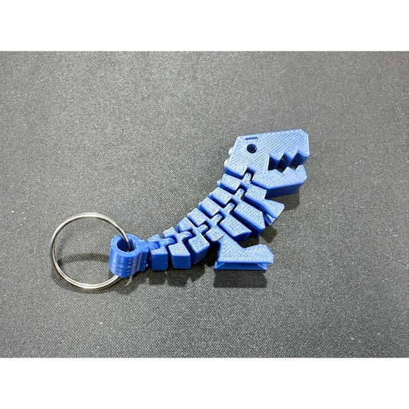Other - 3D Printed Articulated T-Rex Keychain Blue Flexible Dinosaur Toy